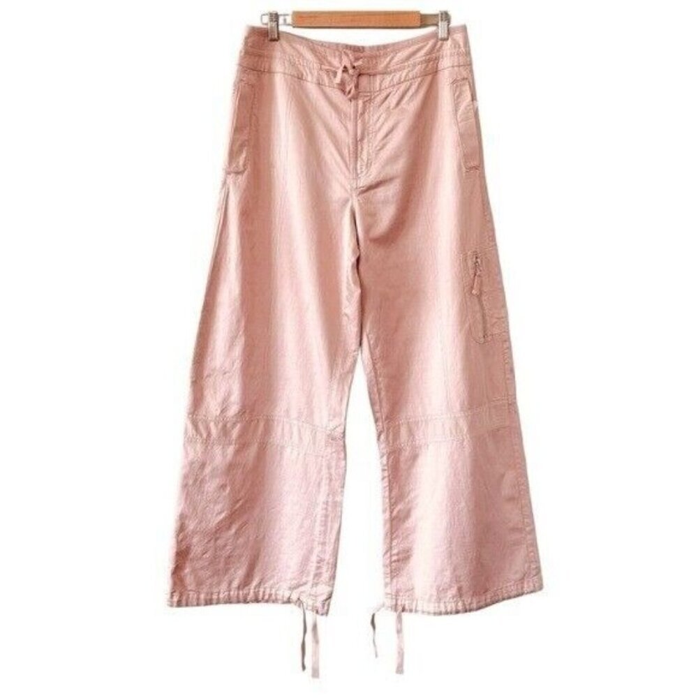 ANTHROPOLOGIE Pilcro Satin Cargo Parachute Pants Pink Combo Size 31 NEW - Picture 2 of 12